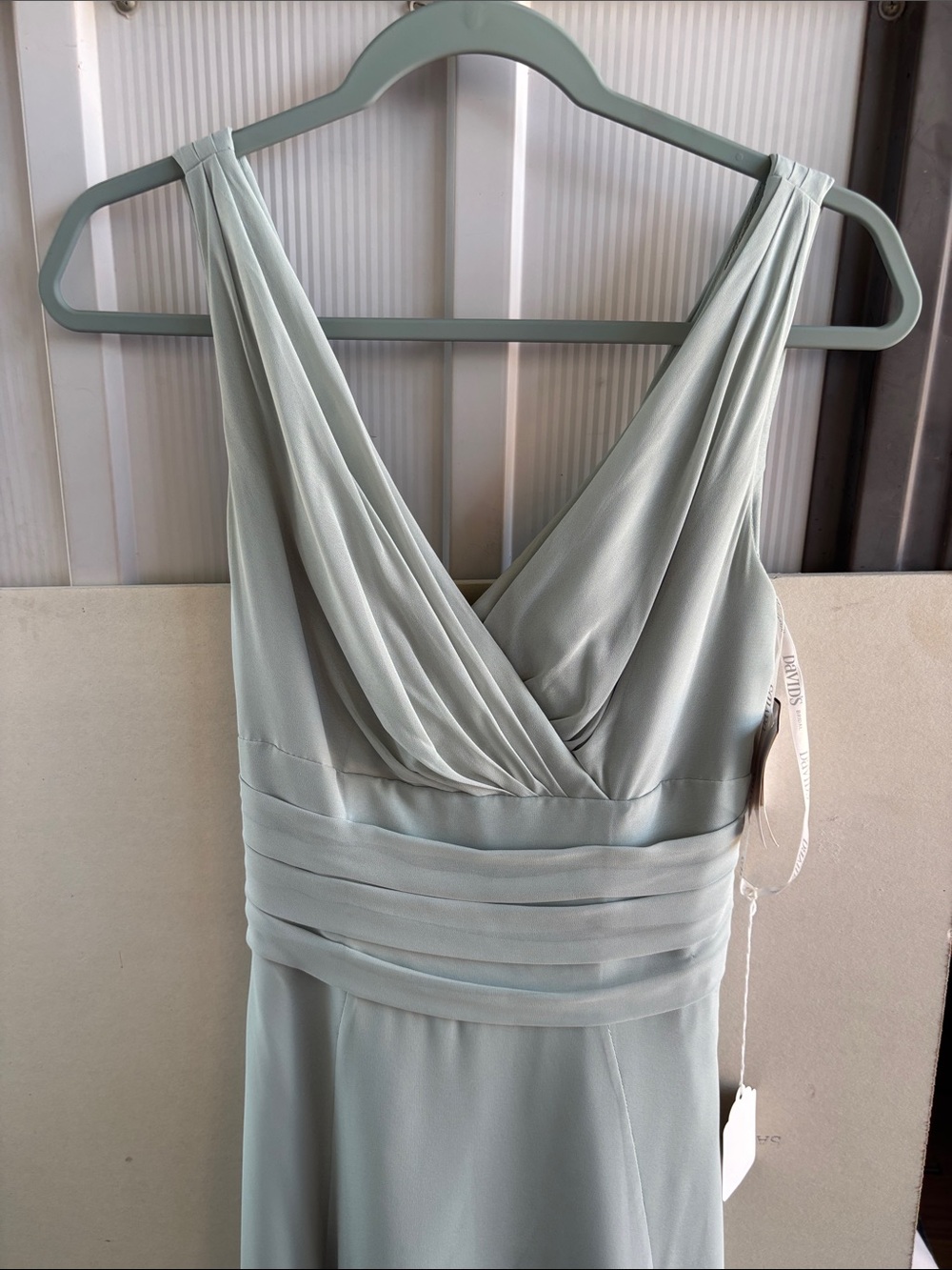 One-Shoulder Sage Green Chiffon Evening Dress